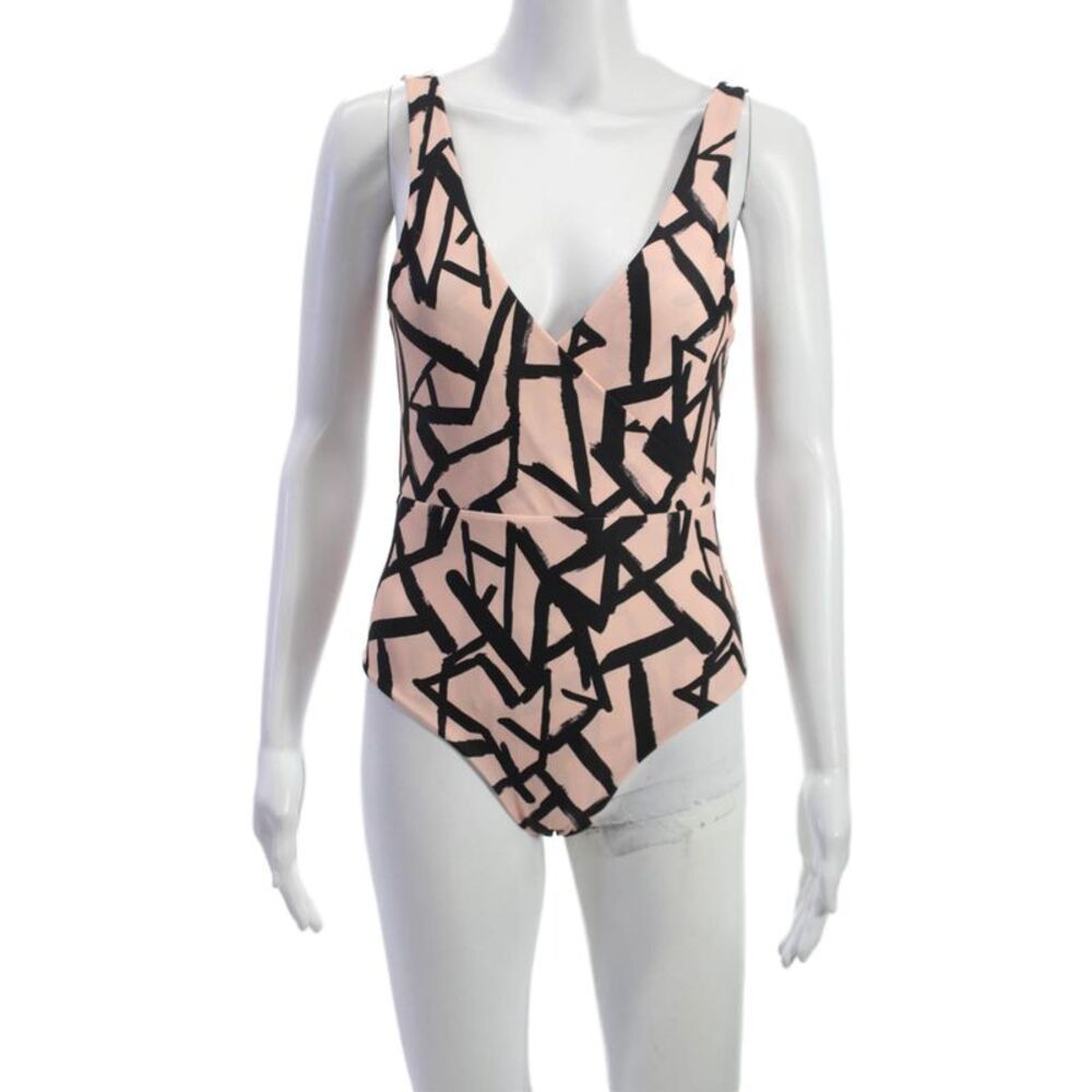 Cami And Jax Women Swimwear Pink Geometric Nylon Size L